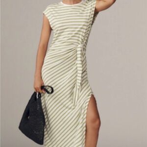 Anthropologie Striped Green and White Maxi Dress